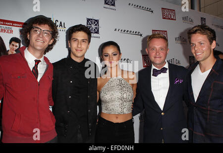 Celebrities attend 'Behaving Badly' special screening at ArcLight Cinemas in Hollywood  Featuring: Nate Hartley,Nat Wolff,Selena Gomez,Tim Garrick,Lachlan Buchanan Where: Hollywood, California, United States When: 29 Jul 2014 Stock Photo