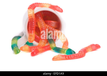 Gummy snakes, isolated over white background Stock Photo