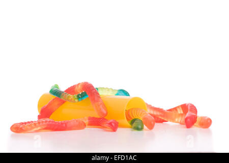 Gummy snakes, isolated over white background Stock Photo