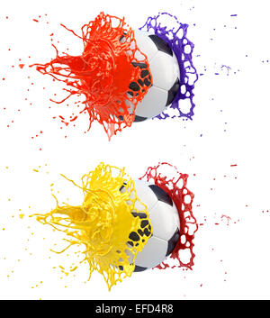 Splash - colored paint - soccer ball Stock Photo