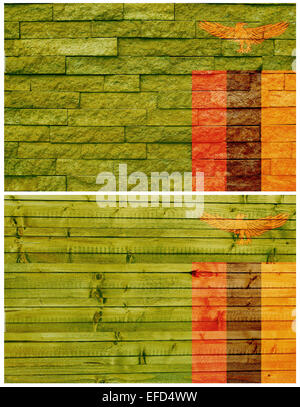 Vintage wall flag of Zambia Stock Photo