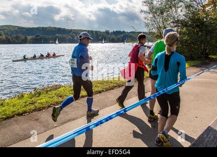 Marathon around the 'Baldeneysee' lake, Essen, Germany Stock Photo