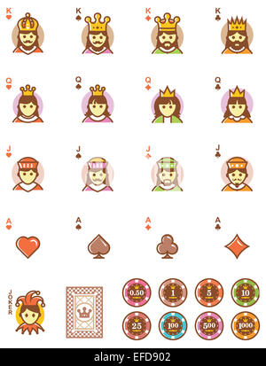 Vector playing cards elements set Stock Photo