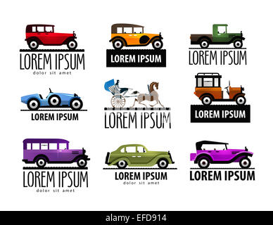 retro car vector logo design template. vintage transport or transportation icon. Stock Photo