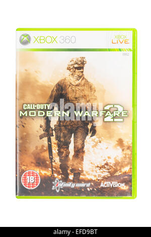 The Microsoft XBOX 360 Call of Duty Modern Warfare 2  game on a white background Stock Photo