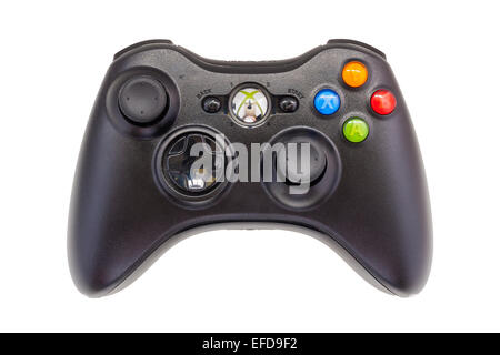 An XBOX 360 game controller handset on a white background Stock Photo