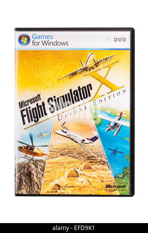 A PC CD-ROM Microsoft Flight Simulator Computer Game on a white background Stock Photo