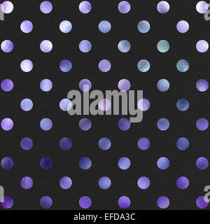 Purple Polka Dot Pattern on Black Swiss Dots Texture Digital Paper Background Stock Photo
