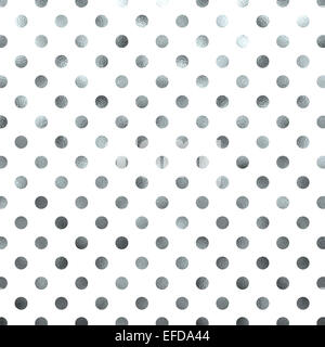 Silver Metallic White Polka Dot Pattern Swiss Dots Texture Digital Paper Background Stock Photo