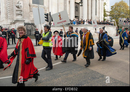 Modern Livery Companies parade at The Lord Mayors Show procession in the City of London, 2014 Stock Photo