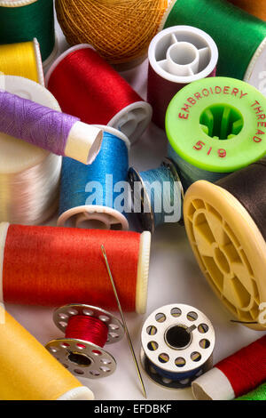 Sewing - Cotton Bobbins Stock Photo