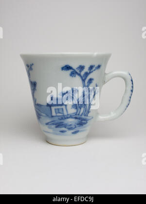 Antique 18th century Chinese blue and white porcelain cup, 6.5cm high Stock Photo