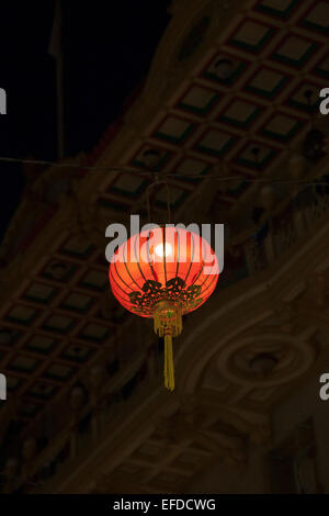 Chinese lanterns over Grant Street in Chinatown, in San Francisco, California. Stock Photo