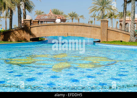 Outdoor adults-only swimming pool at the Emirates Palace Hotel, Abu Dhabi Stock Photo