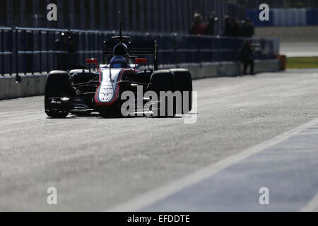 Jerez De La Frontera, Spain. 1st Feb, 2015. FERNANDO ALONSO of Spain and McLaren Honda drives during the 2015 Formula 1 pre-season testing at Circuito de Jerez in Jerez de la Frontera, Spain. Credit:  James Gasperotti/ZUMA Wire/Alamy Live News Stock Photo