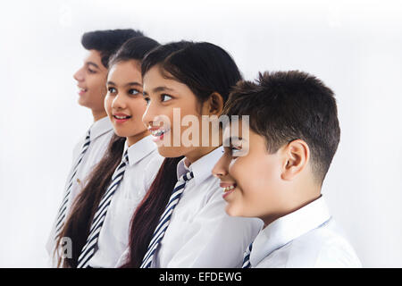 indian school friends students Queues standing Stock Photo