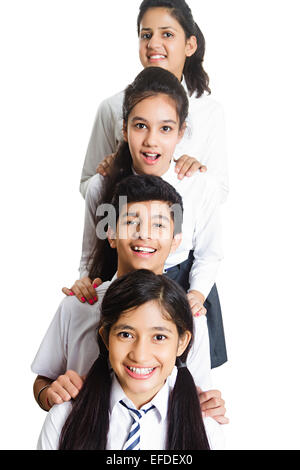 indian school friends students Queues Stock Photo