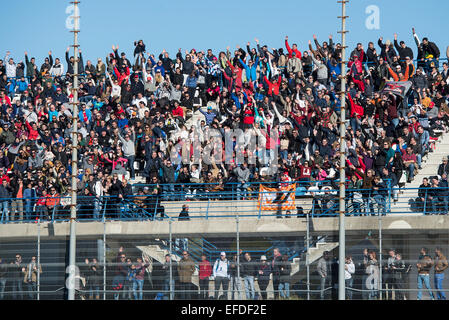 Jerez de la Frontera, Andalusia, Spain, 01 February, 2015: fans in the bleachers in test Formula 1 in Circuito de Jerez. Credit:  Kiko Jimenez/Alamy Live News Stock Photo