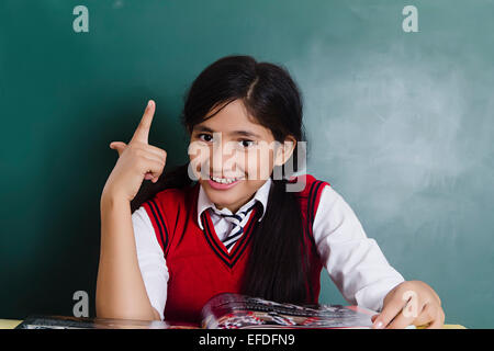 1 indian school girl student book Study Stock Photo