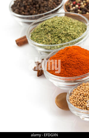 food ingredients and spices isolated on white background Stock Photo