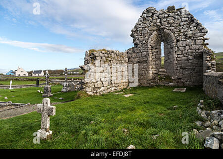 Killonaghan ruined Church, Fanore, Co. Clare, Republic of Ireland Stock Photo