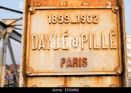 Dayde and Pille of Paris sign on Long Bien Railway Bridge Hanoi Vietnam Stock Photo