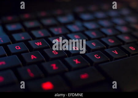 Red back lit keyboard wasd Stock Photo