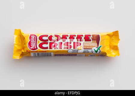 Coffee Crisp, a Canadian chocolate bar currently being produced by Nestlé Canada. Stock Photo