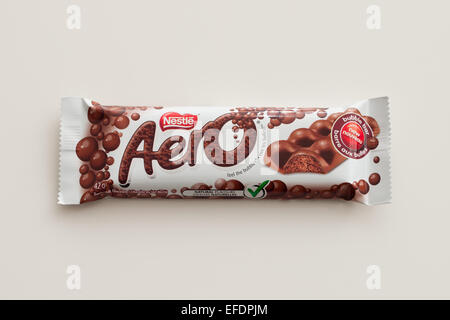 An Aero chocolate bar, produced by Nestlé.  Canadian packaging shown. Stock Photo