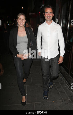 Jimmy Carr out and about in Soho with wife Karoline Copping  Featuring: Jimmy Carr,Karoline Copping Where: London, United Kingdom When: 31 Jul 2014 Stock Photo