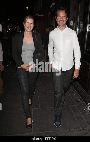 Jimmy Carr out and about in Soho with wife Karoline Copping  Featuring: Jimmy Carr,Karoline Copping Where: London, United Kingdom When: 31 Jul 2014 Stock Photo