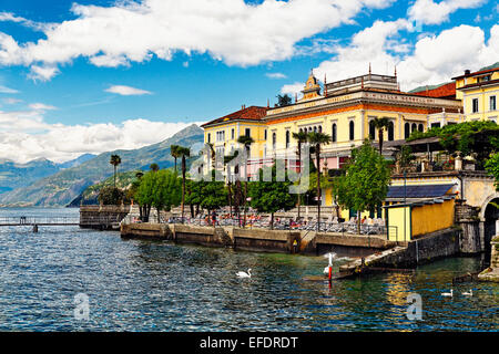 Lakeshore View with a Hotel, Grand Hotel Villa Serbelloni, Bellagio, Lake Como, Italy Stock Photo