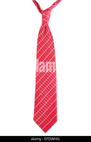 Red and white striped tie isolated on white background Stock Photo