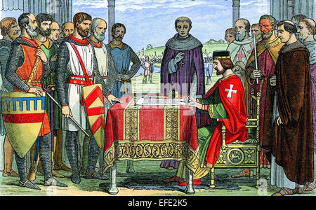 King John signing the Magna Carta Stock Photo