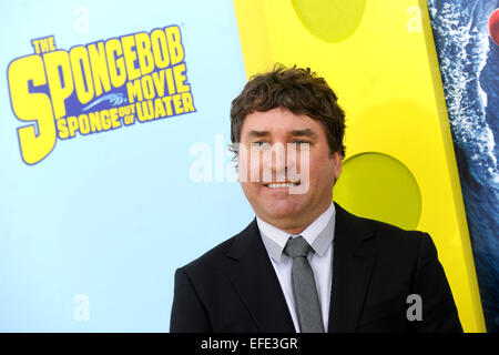 Stephen Hillenburg attends the World Premiere of 'The SpongeBob Movie: Sponge Out of Water' at the AMC Lincoln Square on January 31, 2015 in New York City Stock Photo