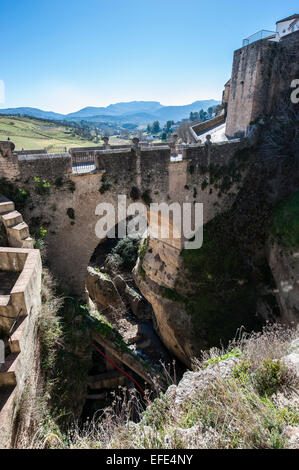 The Arab Bridge in Ronda, Andalusia, Spain. Stock Photo