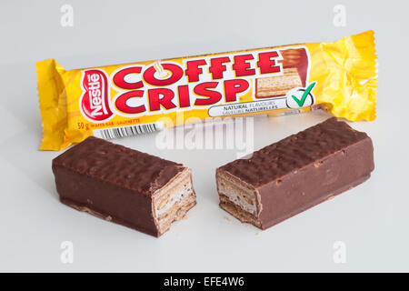 Coffee Crisp, a Canadian chocolate bar currently being produced by Nestlé Canada. Stock Photo