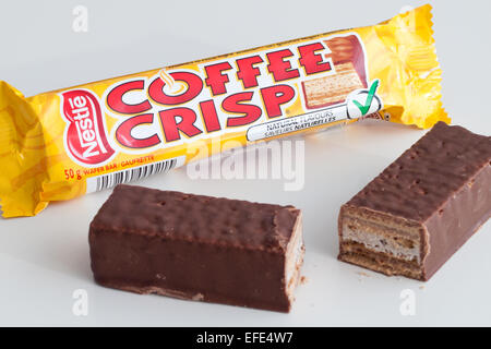 Coffee Crisp, a Canadian chocolate bar currently being produced by Nestlé Canada. Stock Photo