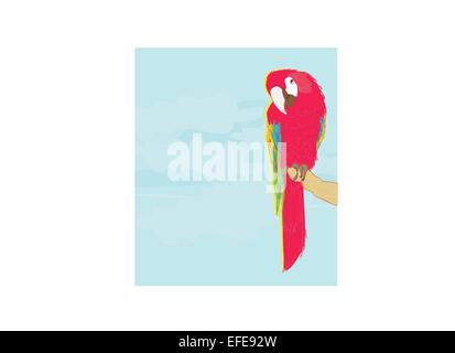 Colourful parrot bird sitting on the perch Stock Vector