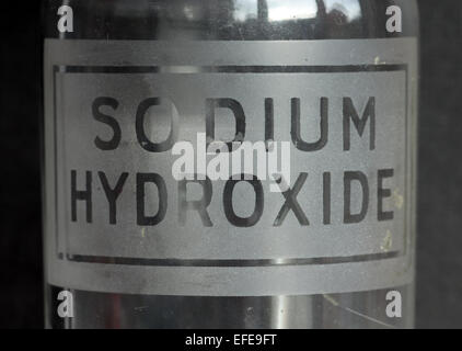 sodium hydroxide glass chemistry bottle Stock Photo