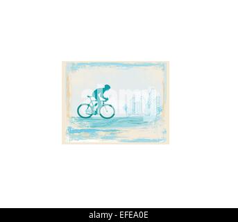 Cycling man silhouette on abstract Grunge Poster Template vector Stock Vector