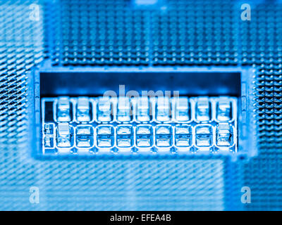 CPU Socket On Computer Motherboard Close Up Stock Photo