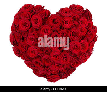 Bunch of red roses shaped in the form of heart Stock Photo