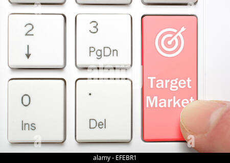 Red target market and symbol key on keyboard Stock Photo