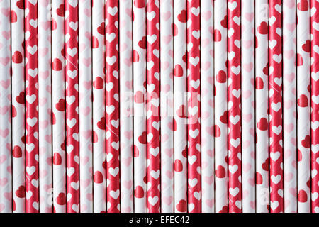Heart decorated straw pattern. Stock Photo