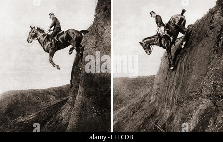 War training Italy's horsemen during World War One. Stock Photo