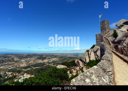 Sintra Moorish Castle, National Park and World Heritage Site, Central Portugal, near Lisbon. Stock Photo