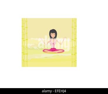 girl sits in the lotus position Stock Vector Image & Art - Alamy
