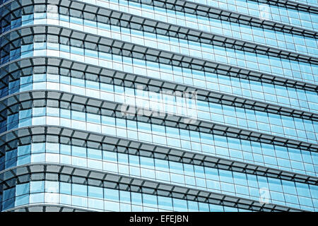 Blue abstract background, glass and steel of modern building. Stock Photo