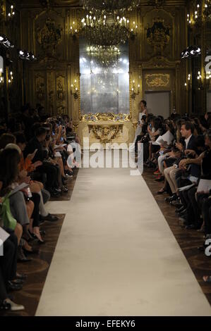 Empty runway during the Cristiano Burani show as part of Milan Fashion Week Womenswear Spring/Summer 2015 Stock Photo